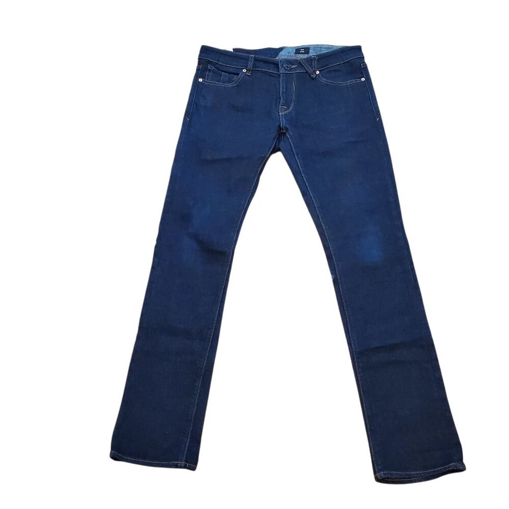 VOLCOM SZ 32 Dark Wash 2x4 Skinny Fit Straight-Leg Denim Jeans Dark Blue